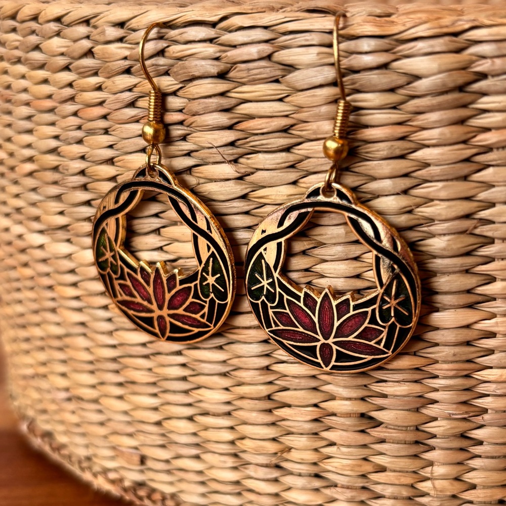 Vintage Cloisonné dangle earrings